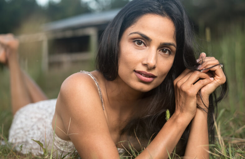 Beautiful Asian Indian woman in sundress