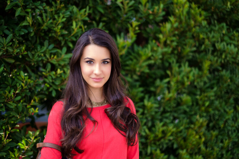 Beautiful young multicultural woman outdoor portrait.