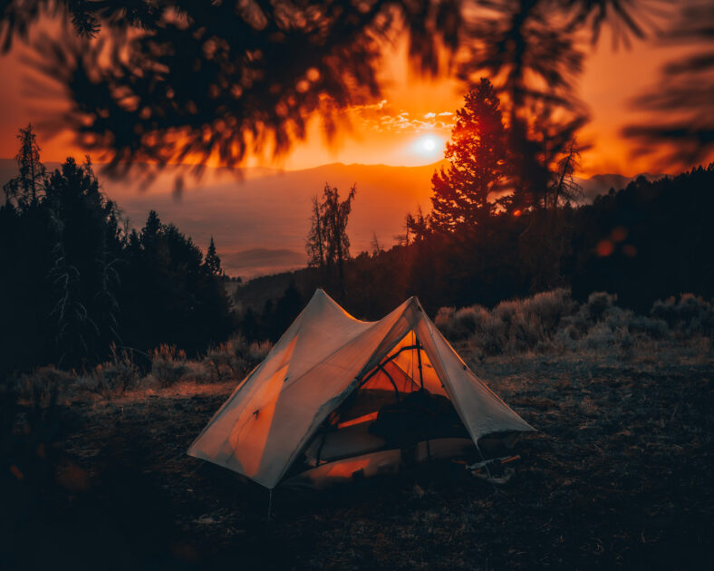 camping in the mountains