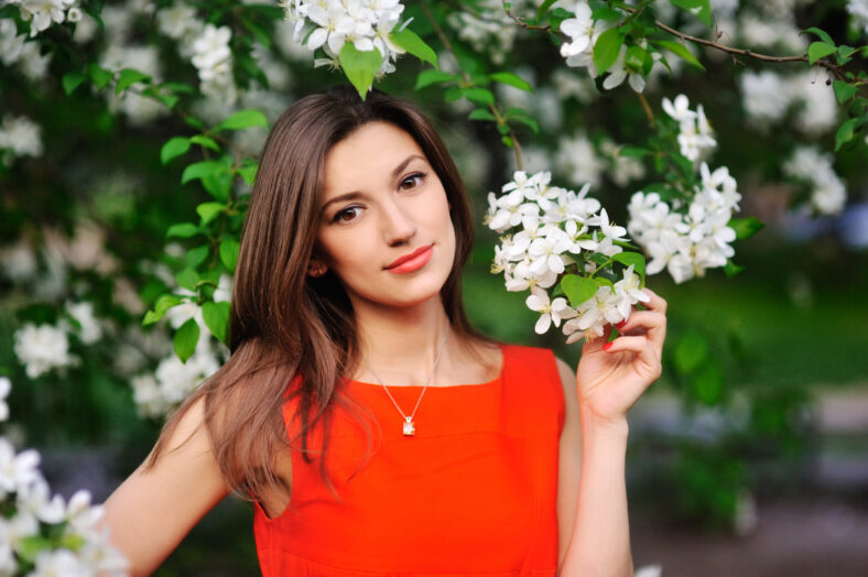Beautiful Spring Girl with flowers