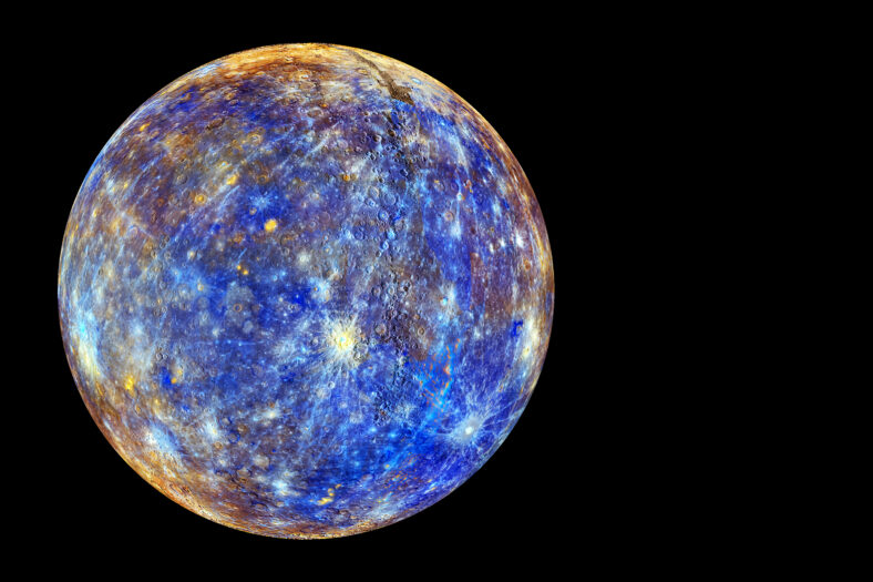 Planet Mercury, on a dark background. Elements of this image furnishing NASA. High quality photo