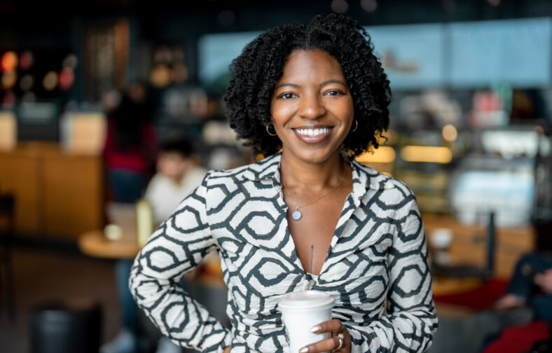 beautiful black girl in a coffee shop