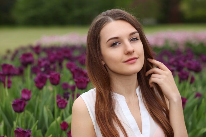 Portrait of beautiful woman in the garden