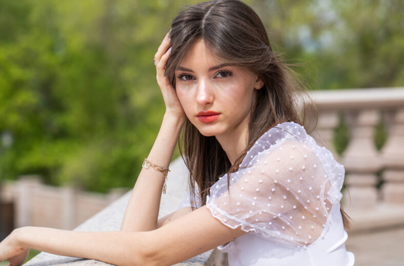 Close up portrait of a young beautiful woman, summer outdoor