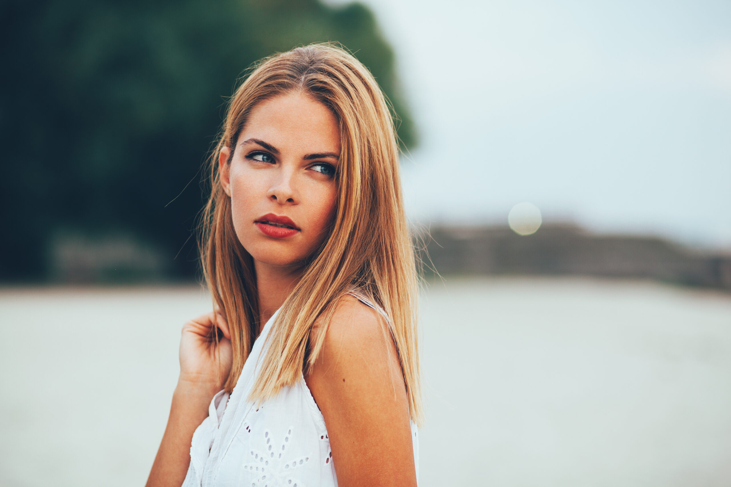 Close up portrait of beautiful young woman