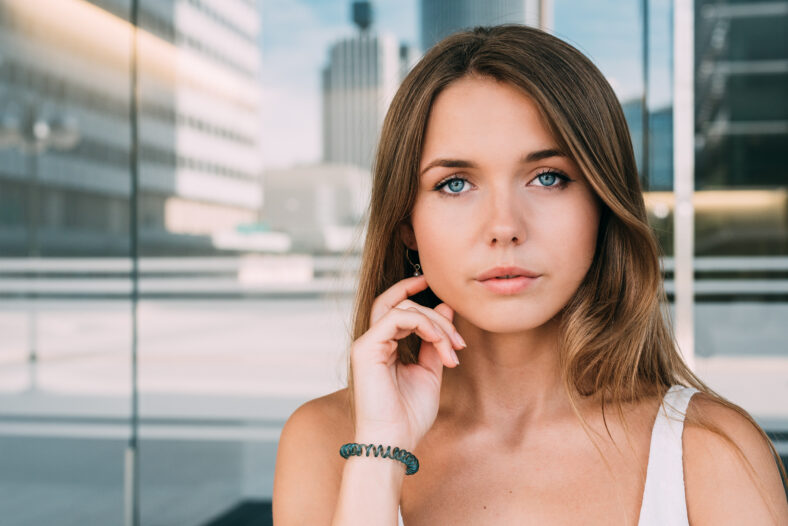 Close up portrait of a beautiful young woman