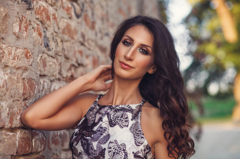 Outdoor portrait of young beautiful woman