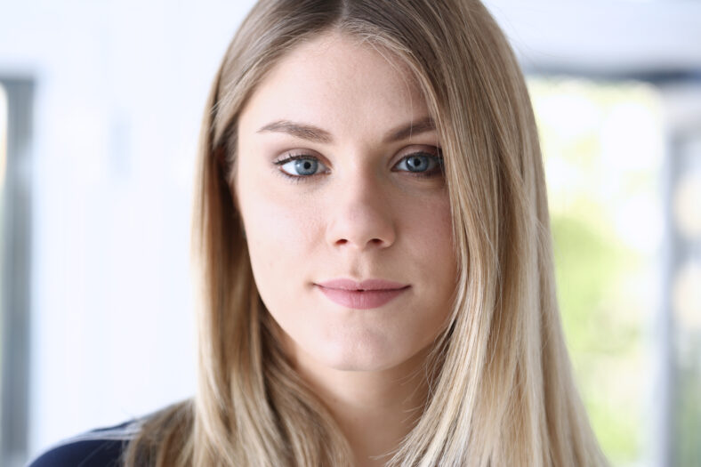 Beautiful smiling businesswoman portrait at workplace look in camera. White collar worker at workspace, exchange market, job offer, certified public accountant, internal Revenue officer concept