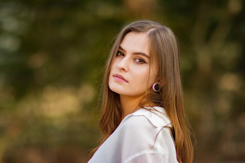 pretty woman portrait outside