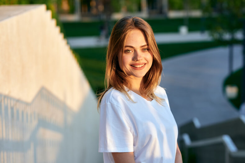 pretty woman outdoors walk fresh air lifestyle. High quality photo