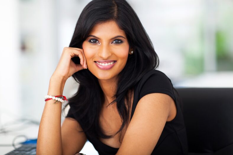 close up portrait of beautiful career woman