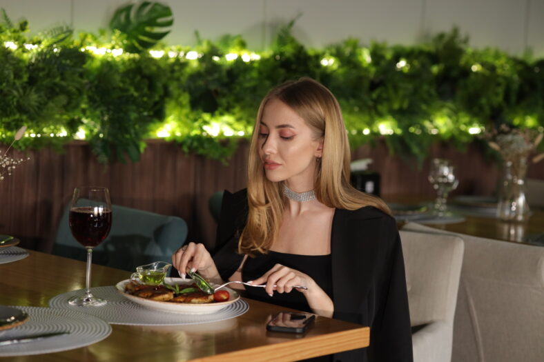 Woman in restaurant