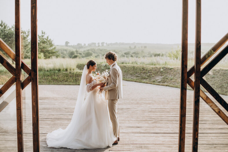 Young wedding couple on their wedding