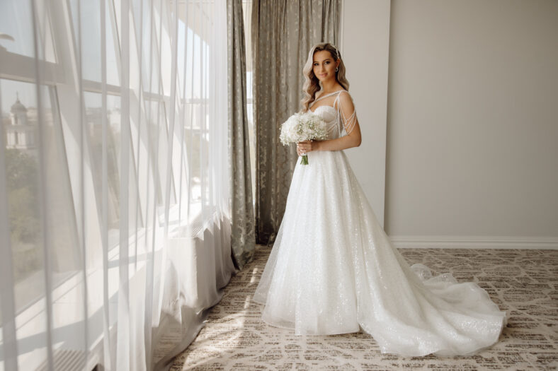 bride in white wedding dress