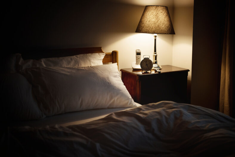 Bedroom with no people at night