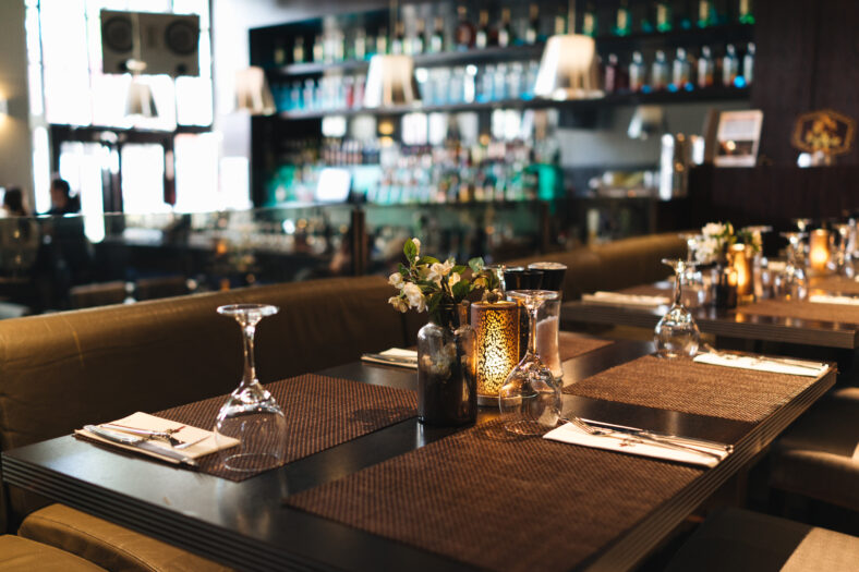 Glasses on the table in a restaurant