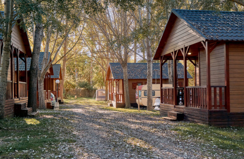 Cabins in a camping area