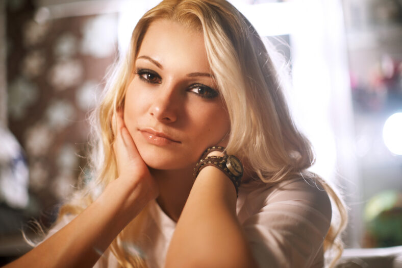 blonde looking directly on you