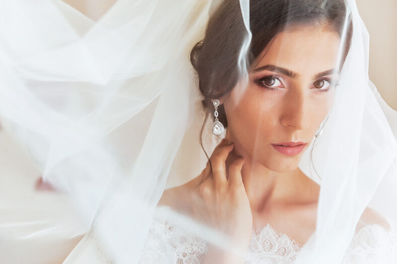 young beauty bride with big eye