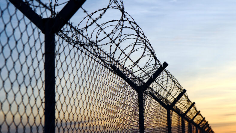barbed wire fence on the european border