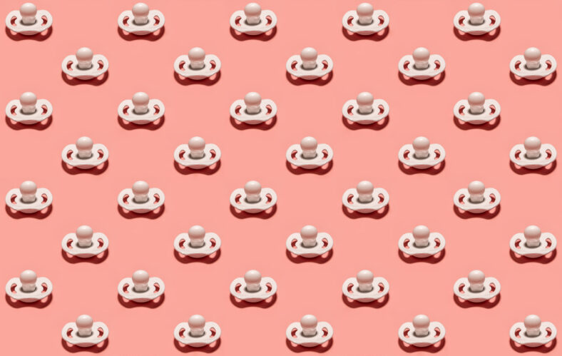 seamless pattern with white baby pacifier