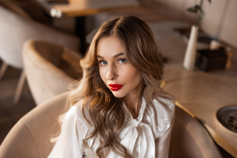 face with makeup of cute attractive woman