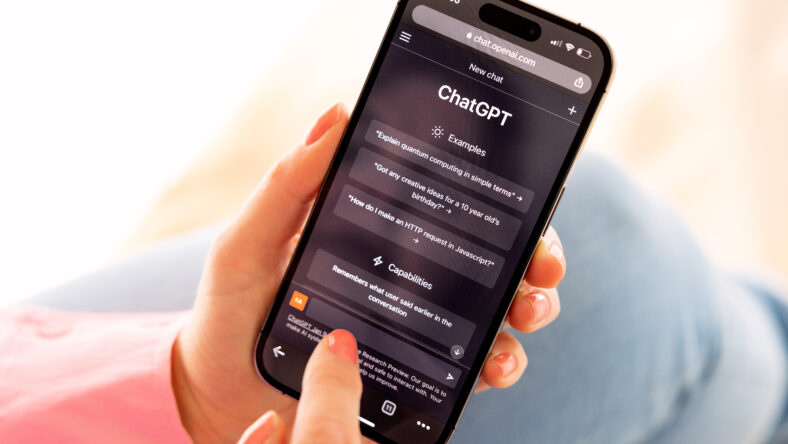 Home screen of ChatGPT, AI or artificial intelligence chatbot developed by OpenAI.