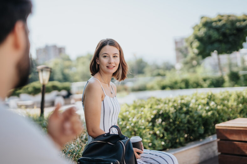 Couple sitting in a park
