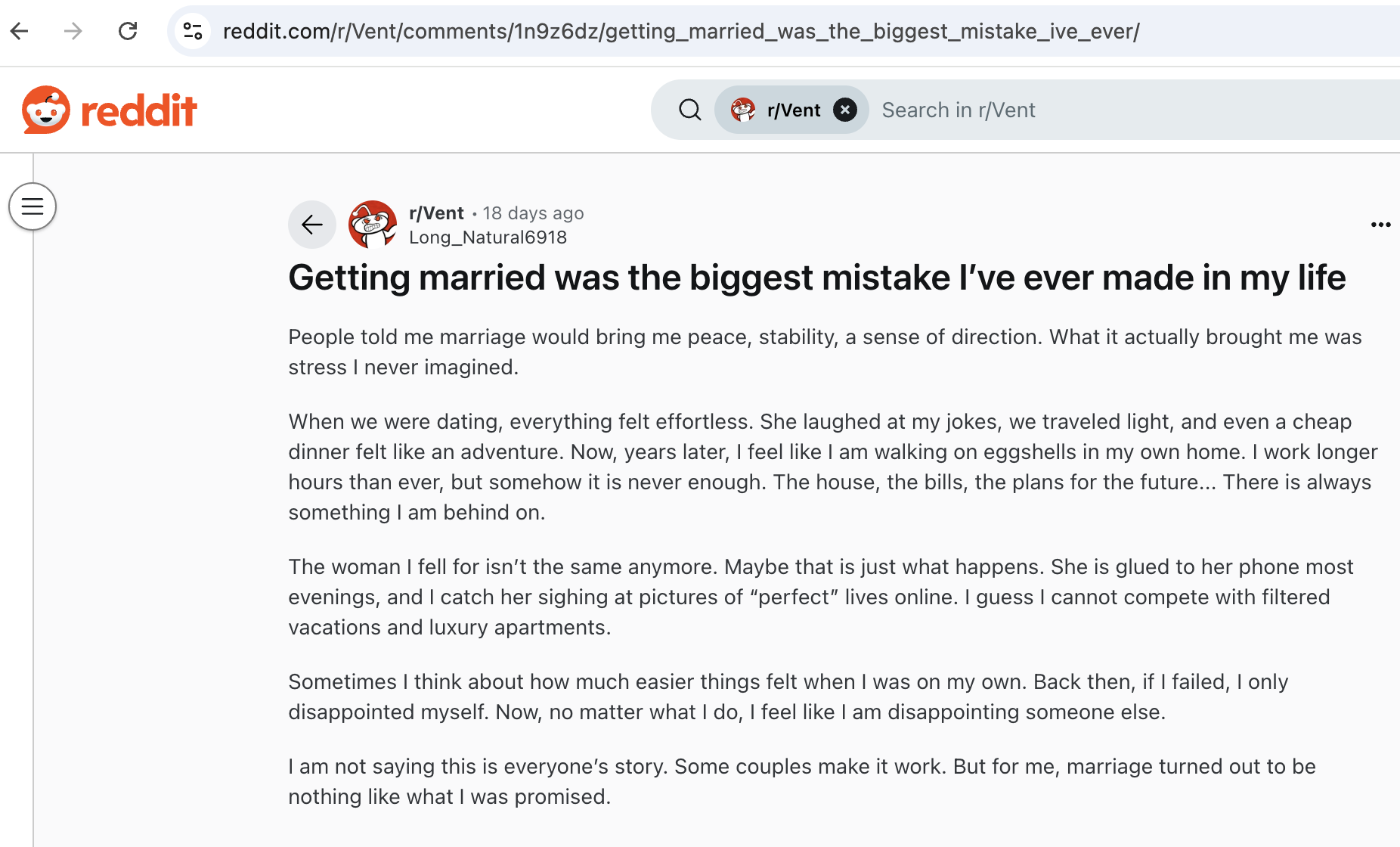 He Says Getting Married Is The Biggest Mistake He's Ever Made, And His
