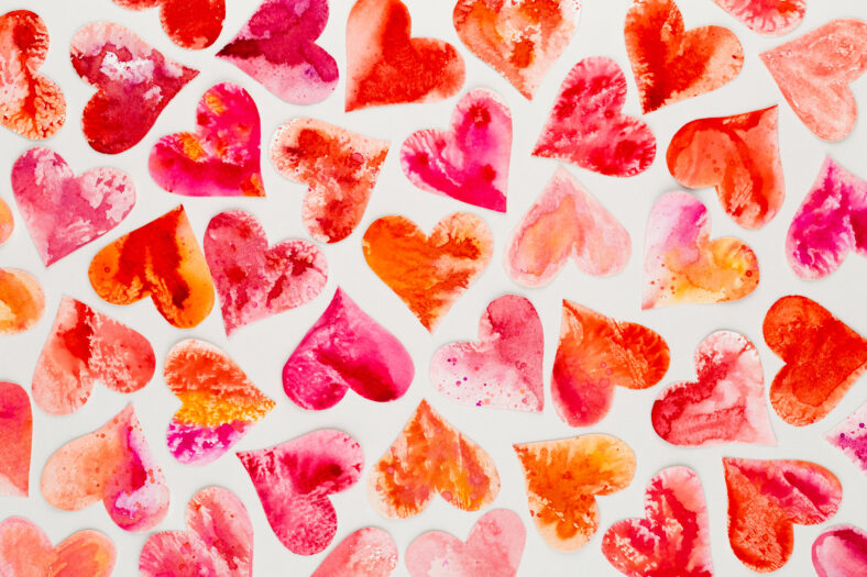 Red heart valentine day abstract background.