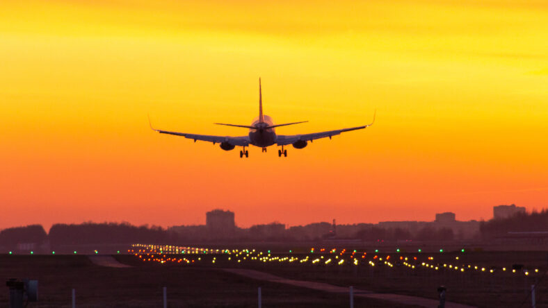 sunset plane landing lights papi