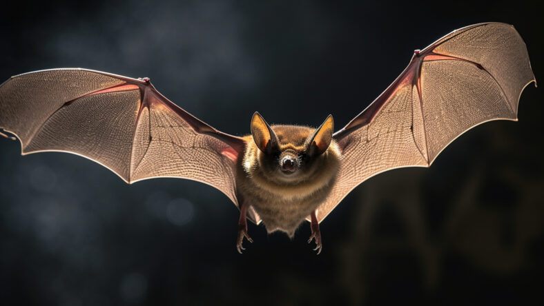bat flying on a black background