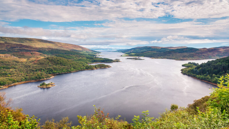 The Kyles of Bute, also known as Argyll's Secret Coast, in the Firth of Clyde seen here looking down the eastern Kyle