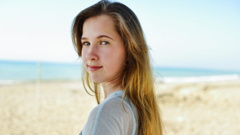 portrait of cute teenage girl in summer time