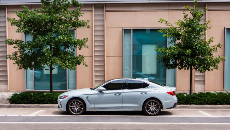 sports car parked on a city street