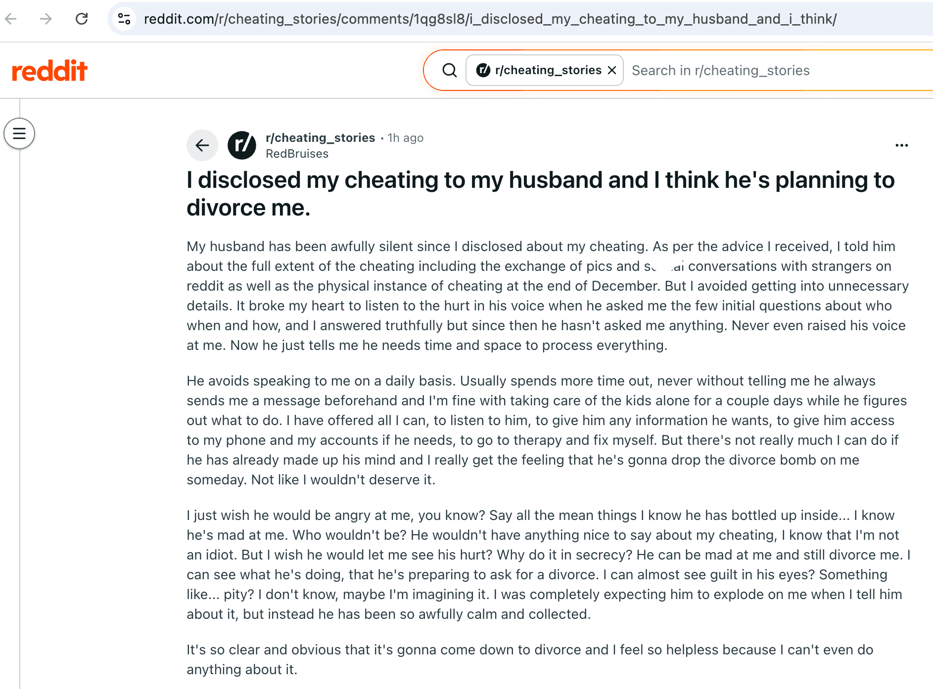She Confessed To Cheating On Her Husband, And Now She's Afraid He's ...