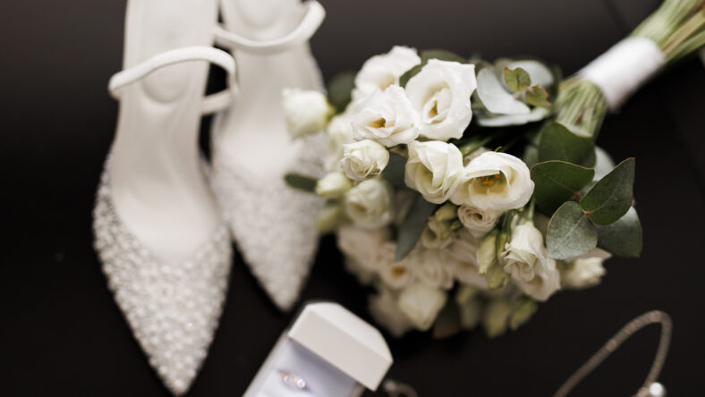 beautiful wedding accessories of the bride at the celebration