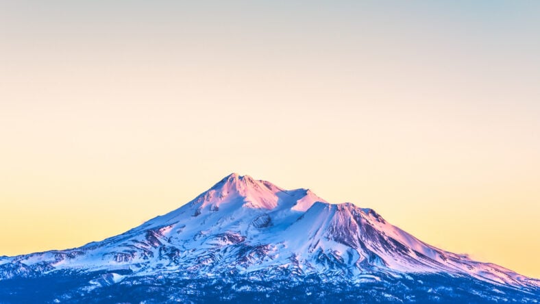 scenic view of mount Shasta when sunset