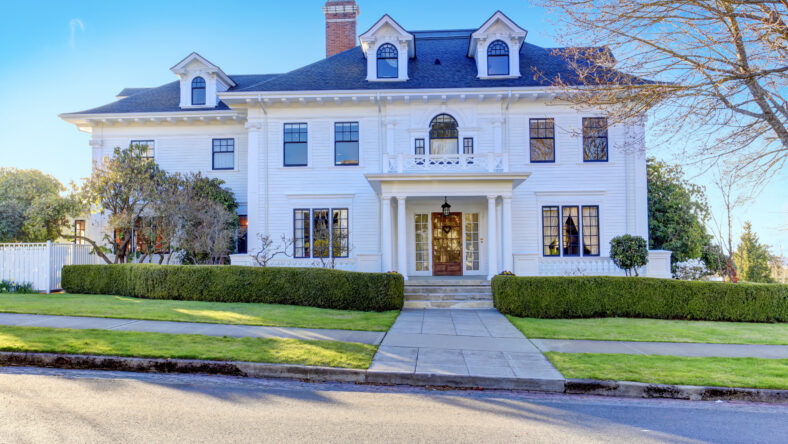 Luxury american house with column porch and curb appeal