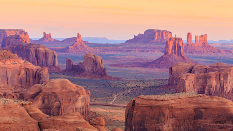 Sunrise in Hunts Mesa in Monument Valley, Arizona, USA