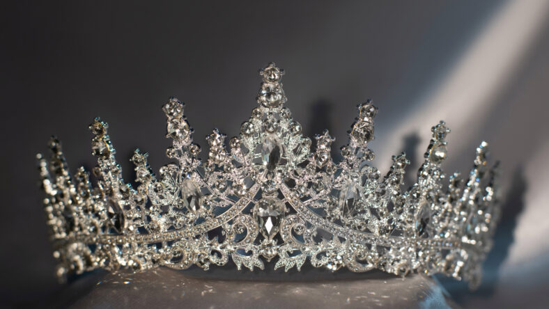 Golden royal crown with diamonds