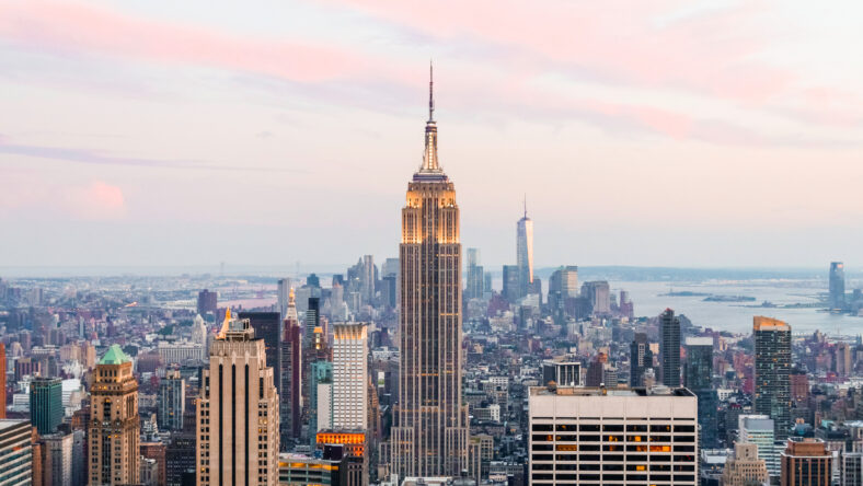 new york skyline at dusk