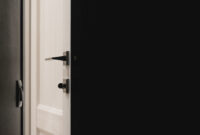 Light from an open door at night