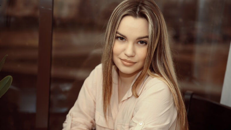Portrait of a girl in the cafe