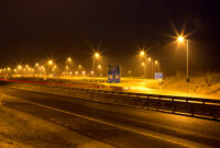 empty highway rest area at night