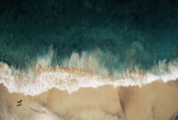 Aerial Top Drone View on Ocean Waves