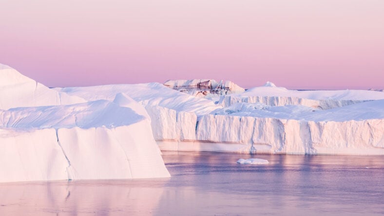 Climate Change. Iceberg and ice from glacier