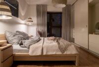 Night in elegant and comfortable bedroom with