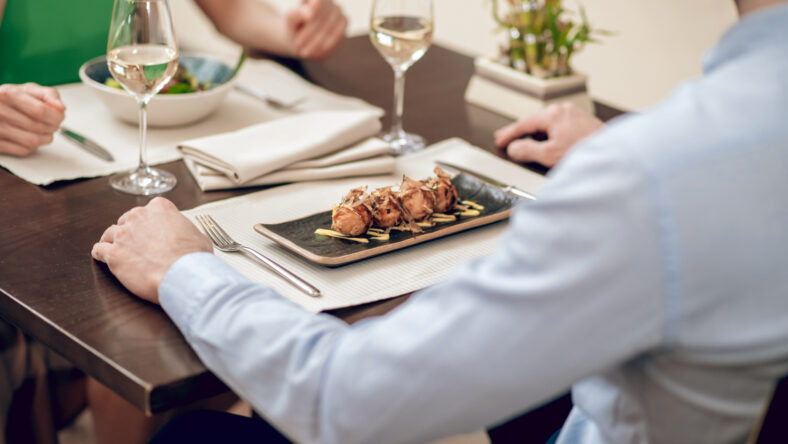 Dinner. Close up of a table in a restaurant