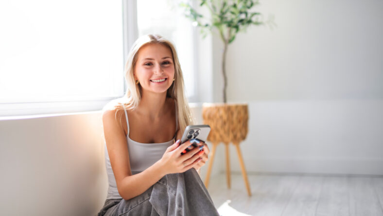 A Portrait beautiful smiling young woman at